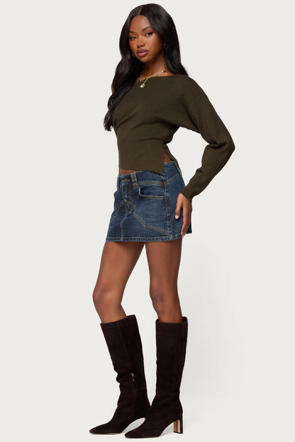 Chenelle Asymmetric Off Shoulder Sweater