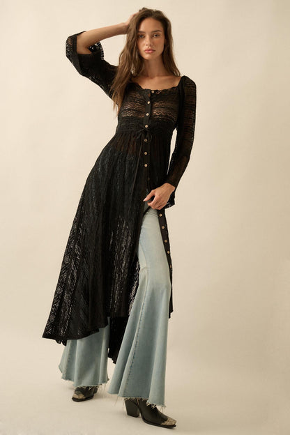 Wishful Dreaming Sheer Lace Layering Midi Dress