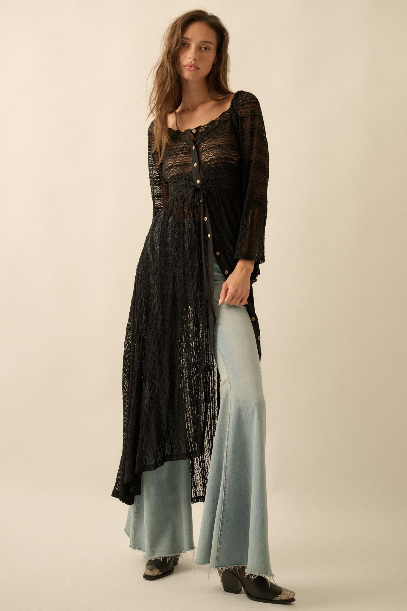 Wishful Dreaming Sheer Lace Layering Midi Dress