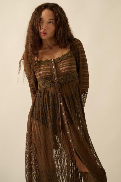 Wishful Dreaming Sheer Lace Layering Midi Dress