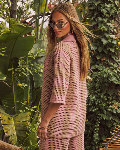 Bradley Crochet Button Down Cover Up Top