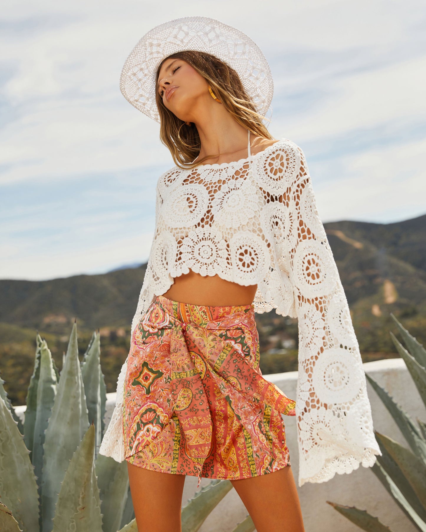 Boho Breeze Long Sleeve Crochet Top