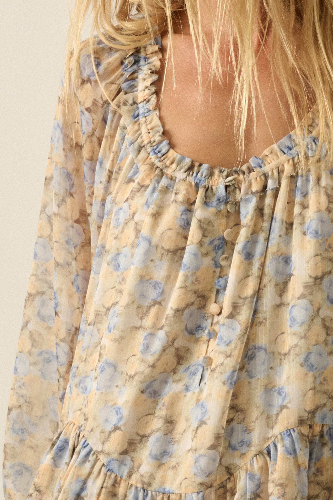 Sun-Kissed Petals Floral Chiffon Babydoll Romper