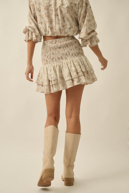Beautiful Day Floral Drop-Waist Ruffle Mini Skirt