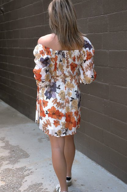 Floral Smocked Square Neck Dress