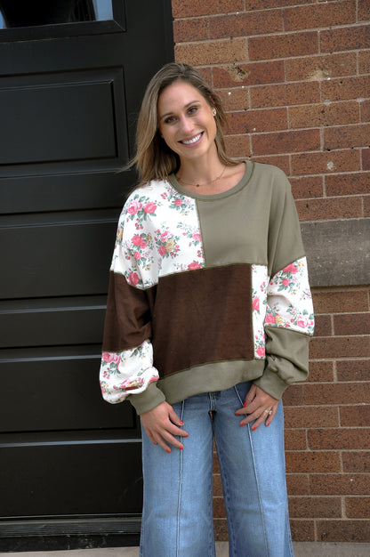 Flower Print & Facedown Sweatshirt