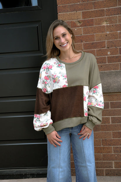 Flower Print & Facedown Sweatshirt
