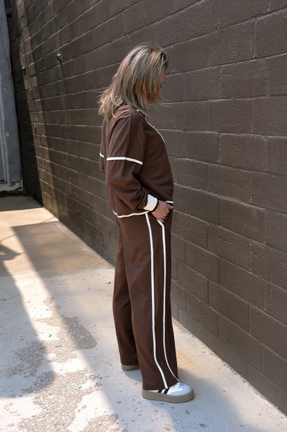French Terry Pant Set W/Contrast Piping