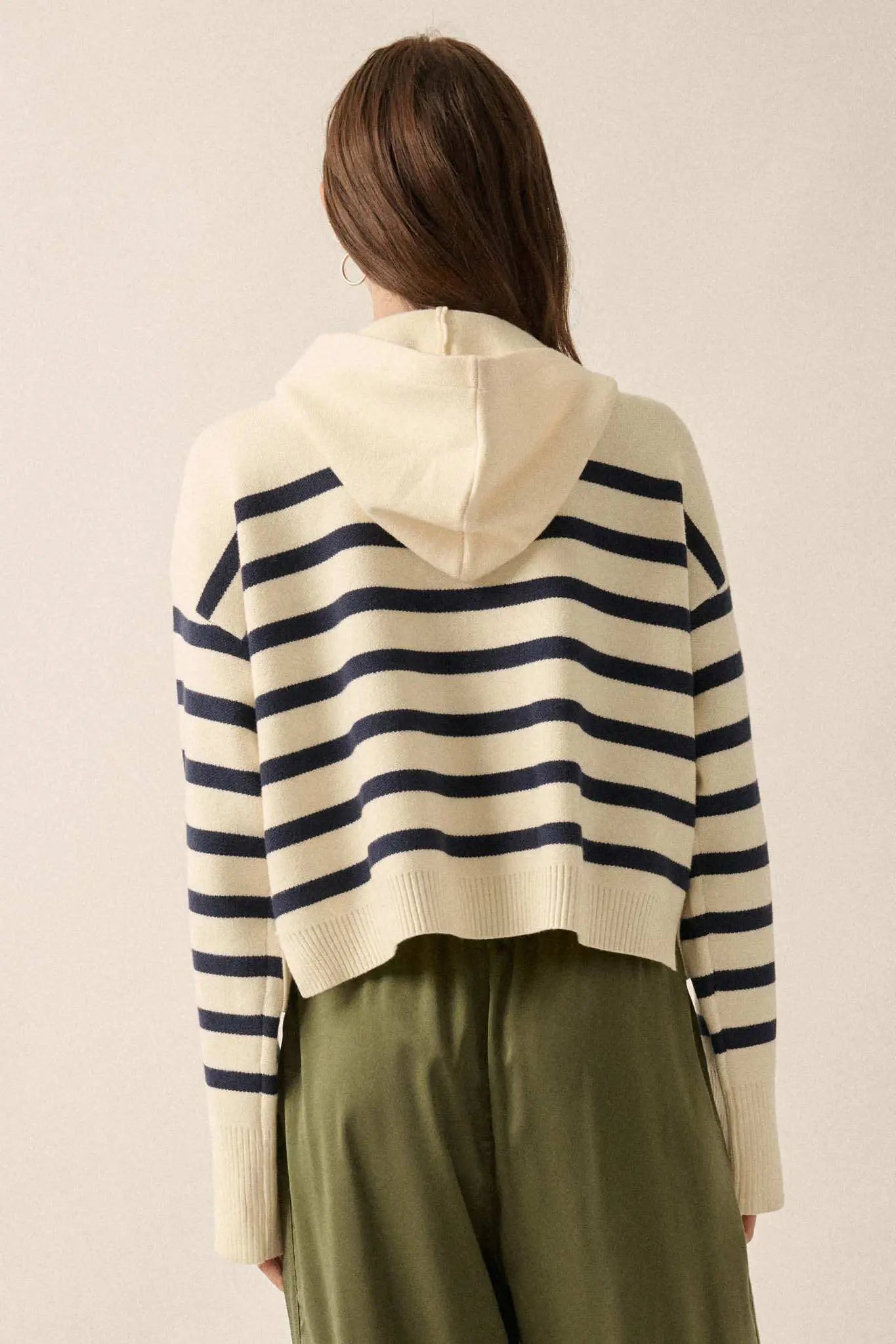 Perfect Storm Nautical-Stripe Hooded Sweater