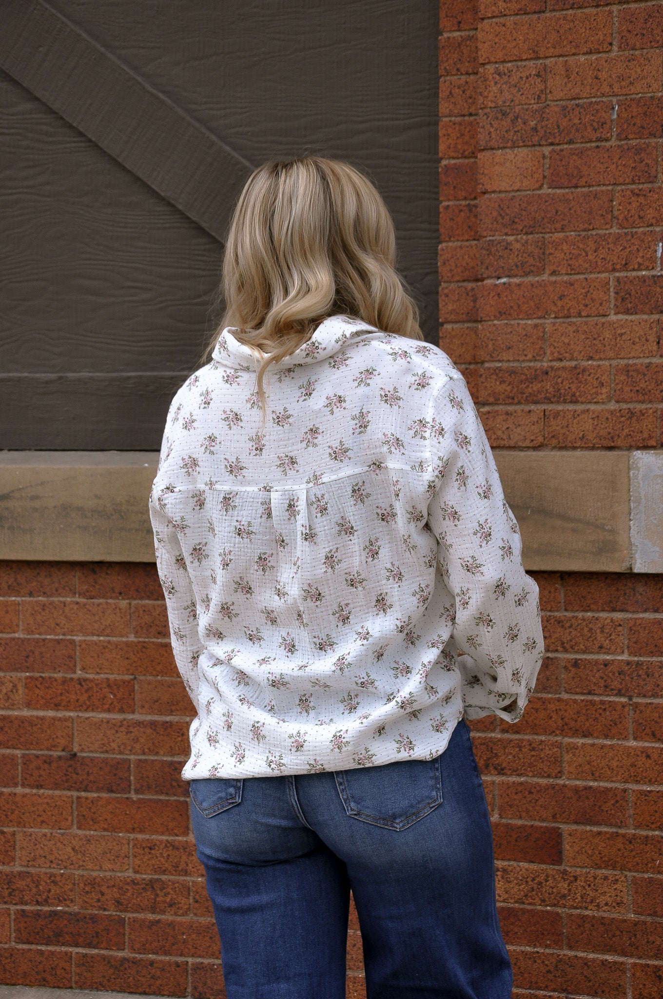 Gauze Button Down Floral Shirt