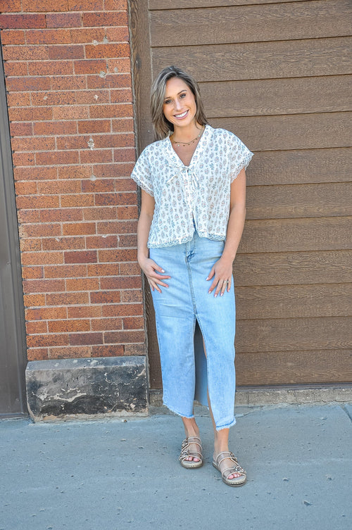 High Rise Long Denim Skirt