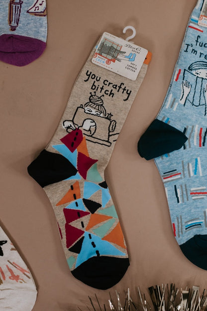 Women Blue Q Sock - Crafty B****