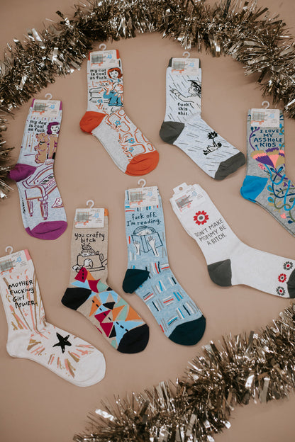 Women Blue Q Sock - Crafty B****