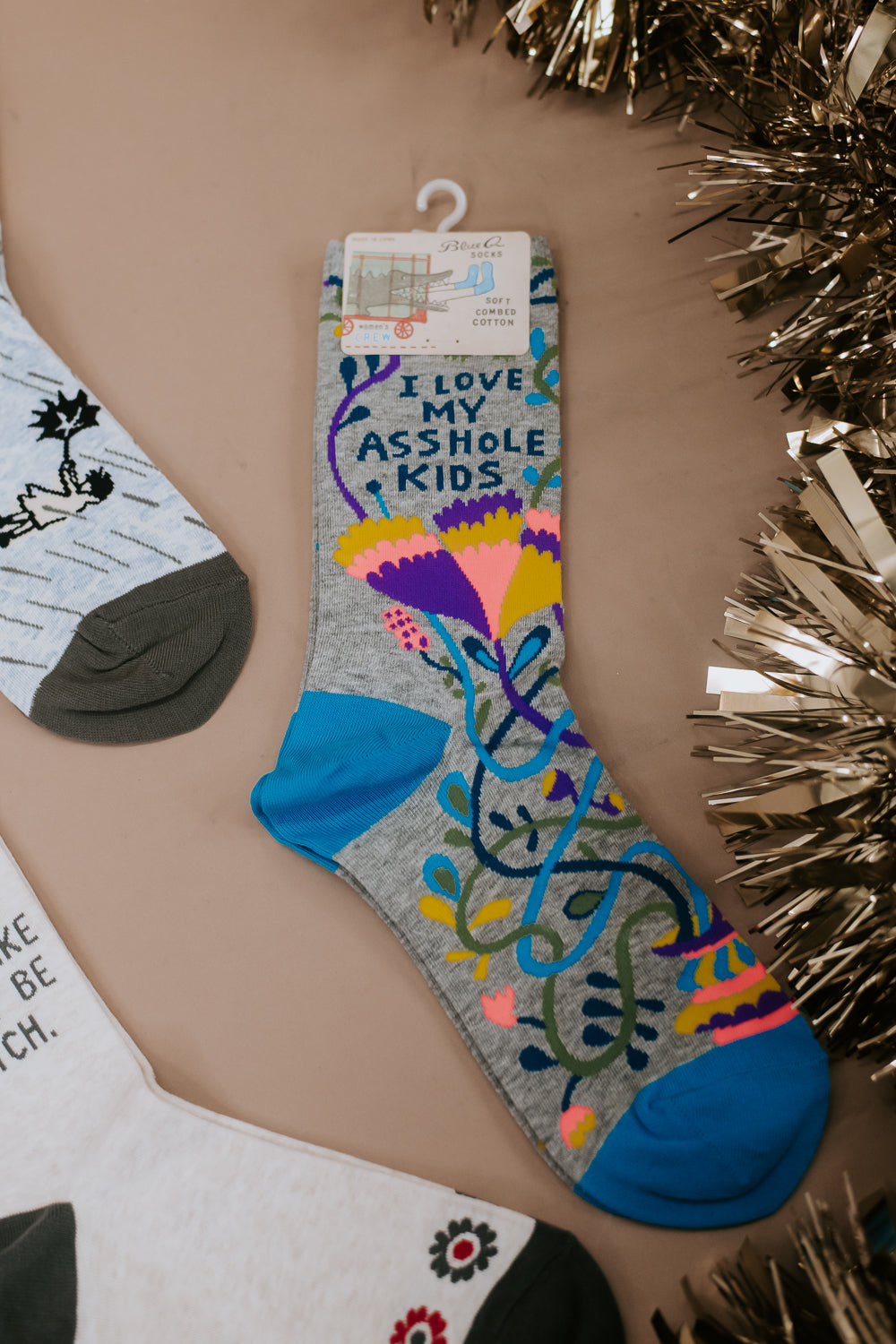 Women Blue Q Sock - Asshole Kids