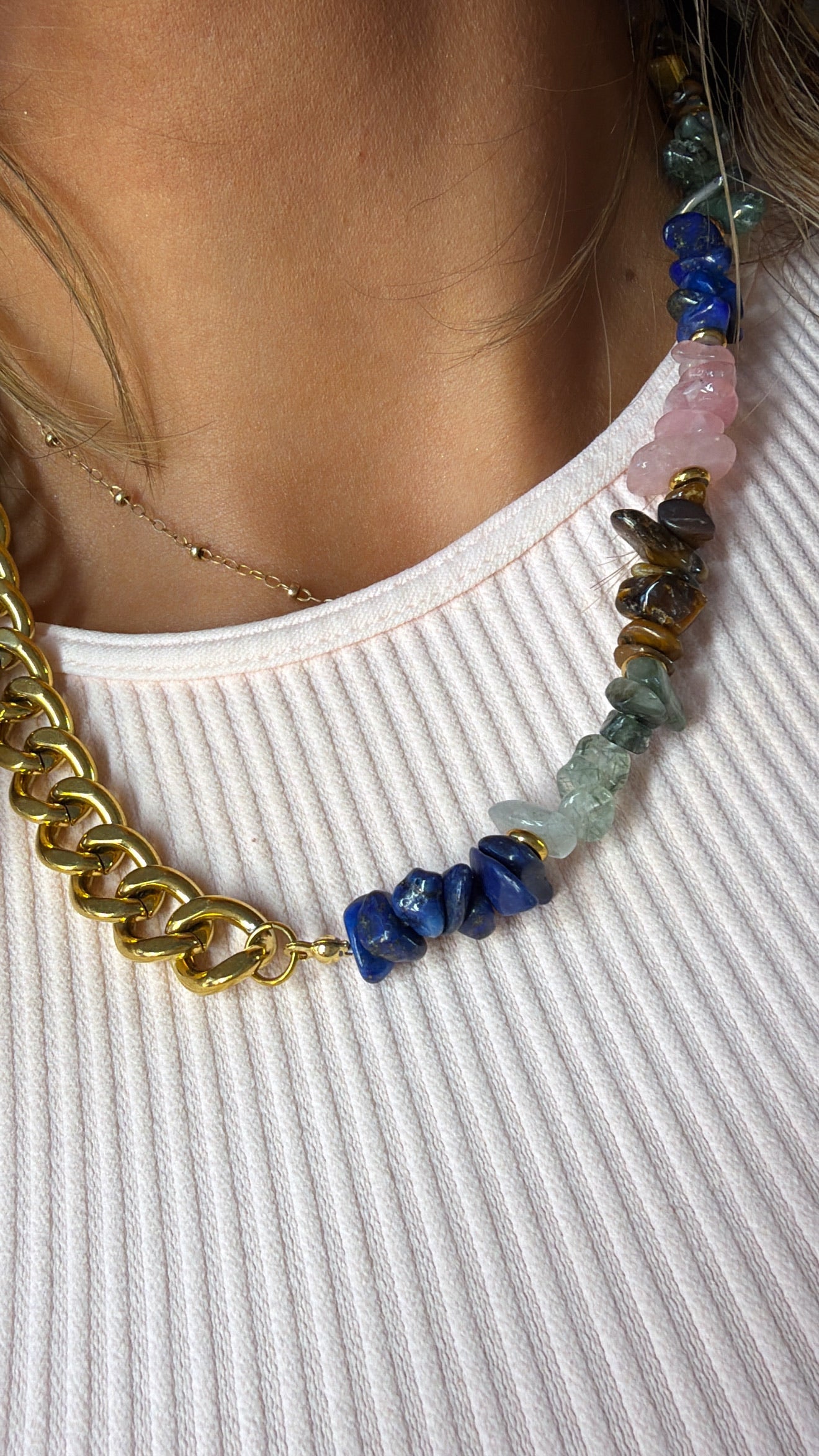 Treasure Jewels: Blue Stone & Chain Necklace