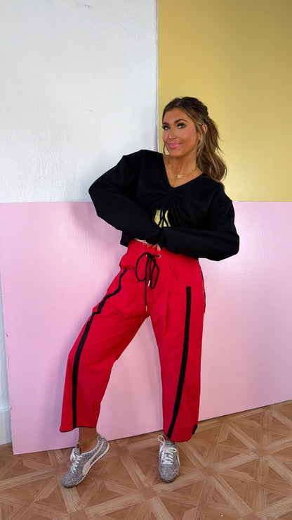WindBreaker Contrasted Pant, Red/Black