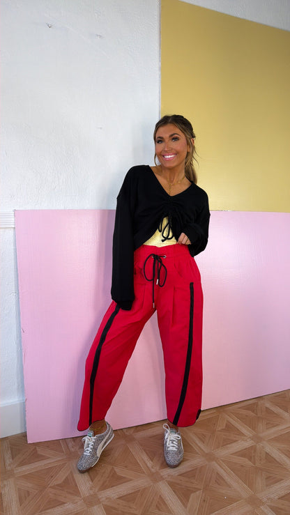 WindBreaker Contrasted Pant, Red/Black