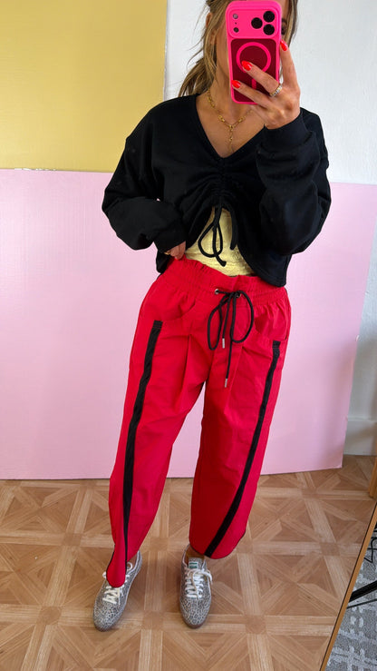 WindBreaker Contrasted Pant, Red/Black