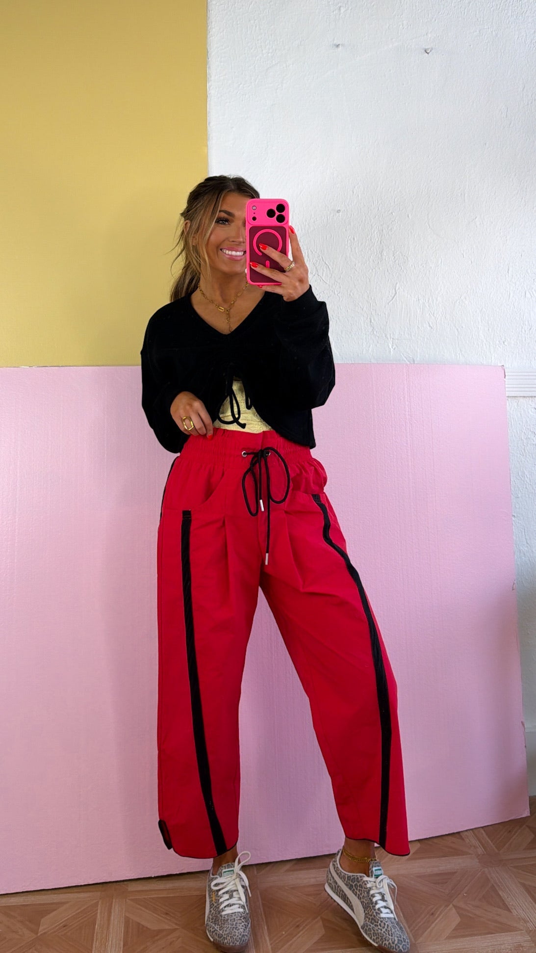WindBreaker Contrasted Pant, Red/Black