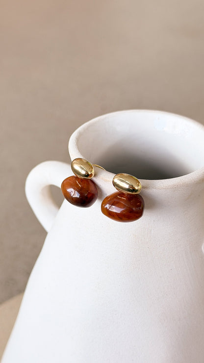 Bauble Cream Resin Earring - Brown