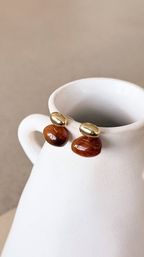 Bauble Cream Resin Earring - Brown