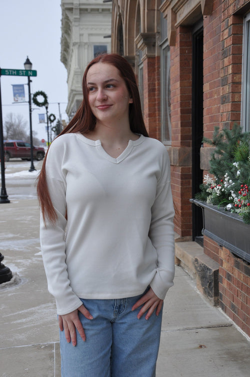 Ivory Solid Brushed Thermal Top
