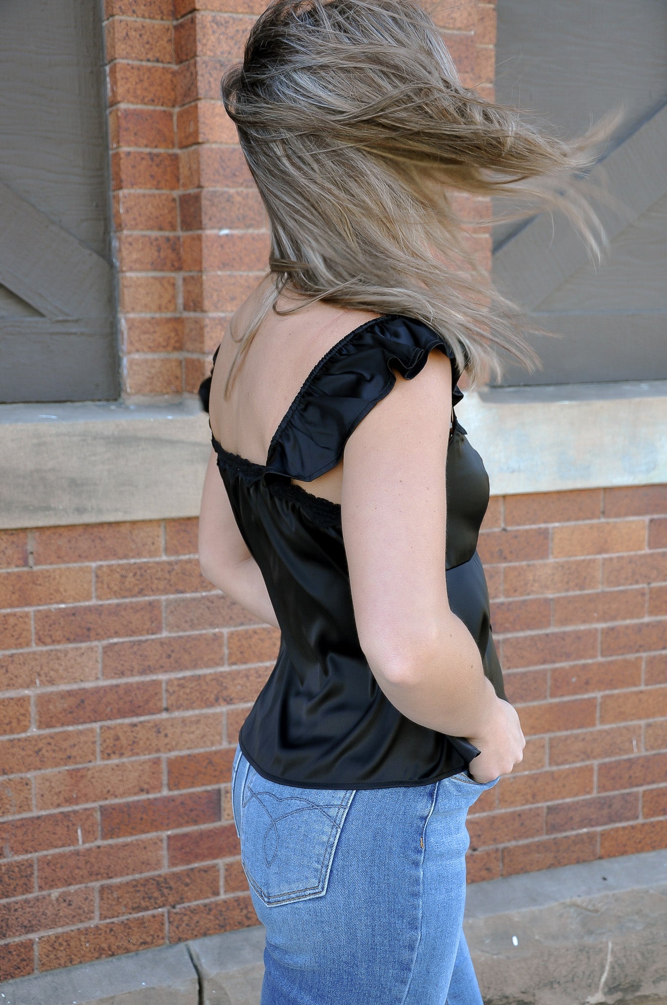 Lace Inset Satin Cropped Tank