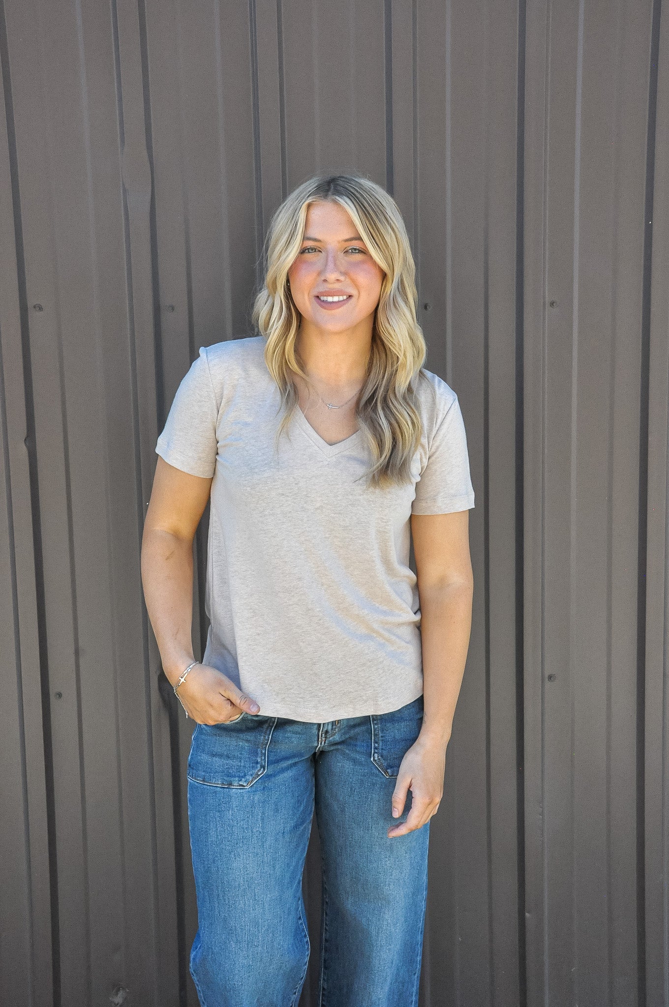 Linen V-Neck SS T-Shirt