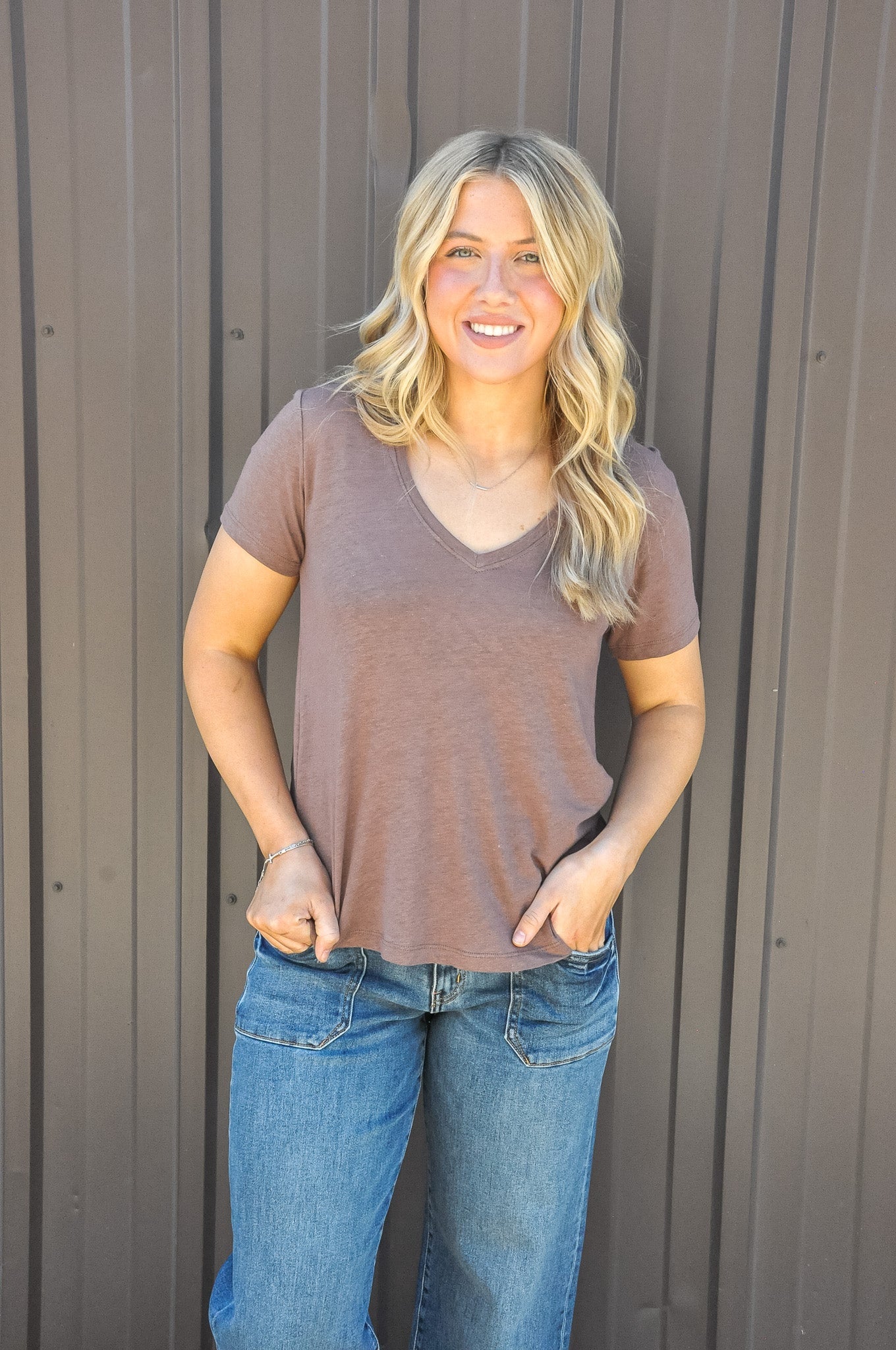 Linen V-Neck SS T-Shirt