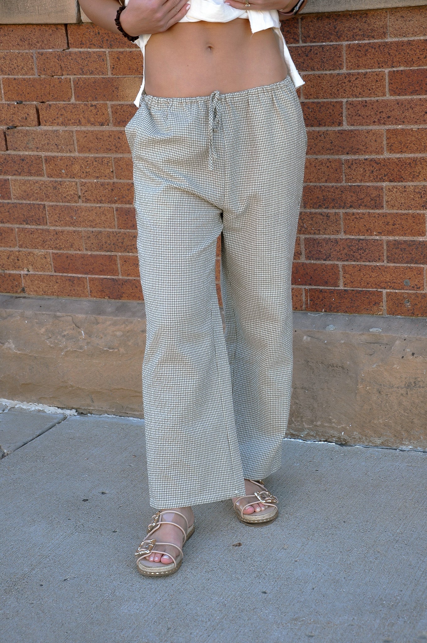 Mini Plaid Woven Drawstring Pants