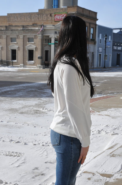 Monaco Rib Textured LS Knit Top