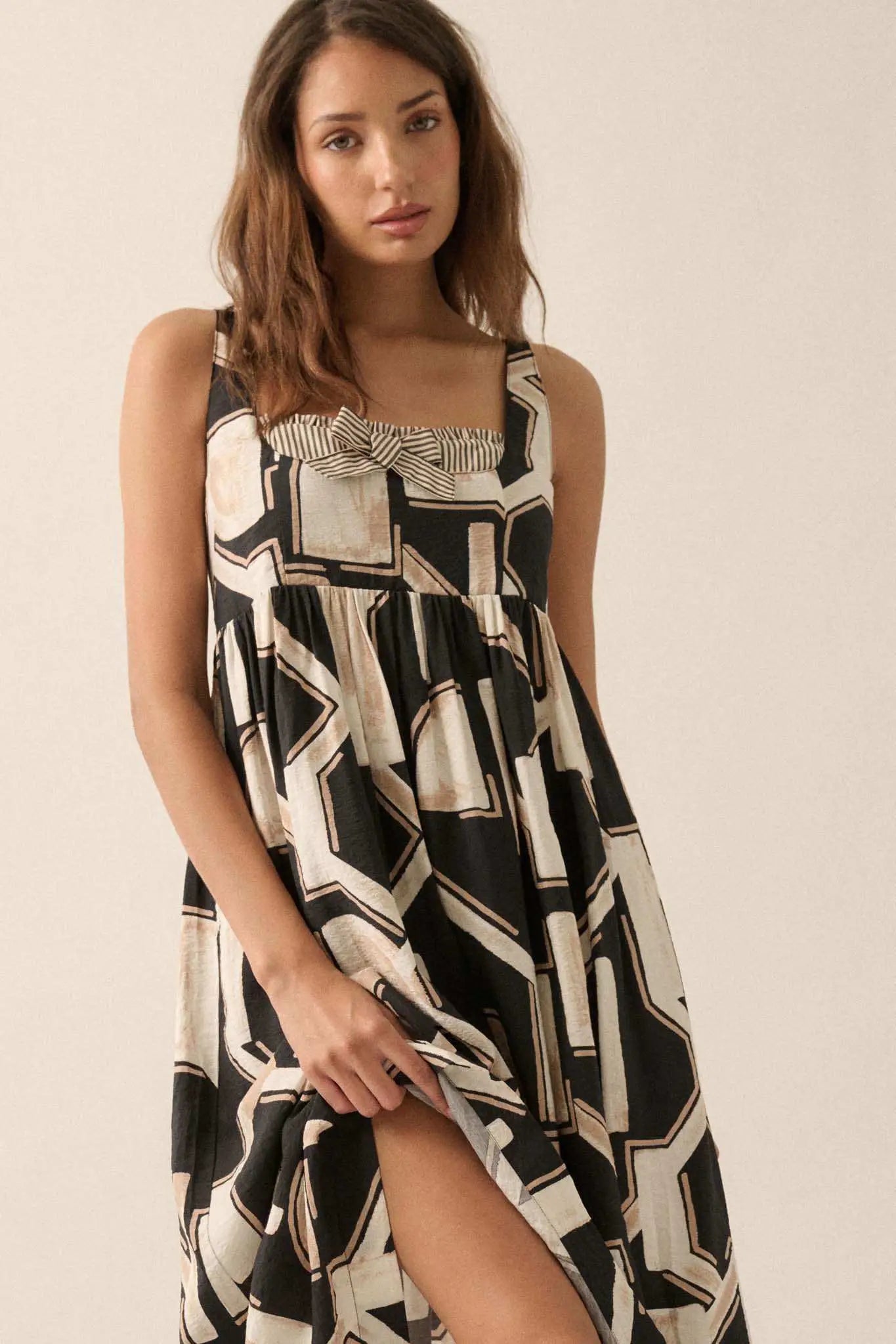Treasure Trove Abstract-Print Pocket Midi Dress