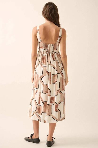 Treasure Trove Abstract-Print Pocket Midi Dress