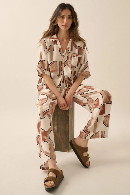 Timeless Journey Abstract-Print Wide-Leg Pants