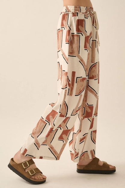 Timeless Journey Abstract-Print Wide-Leg Pants