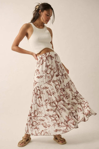 Blooming Breeze Asymmetrical Tiered Maxi Skirt