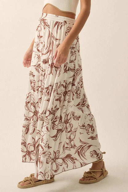 Blooming Breeze Asymmetrical Tiered Maxi Skirt