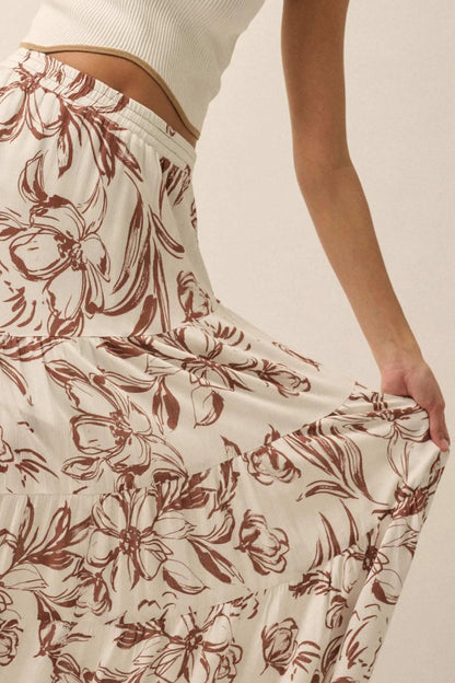 Blooming Breeze Asymmetrical Tiered Maxi Skirt