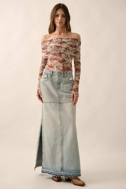 Tender Petals Floral Mesh Foldover Bodysuit