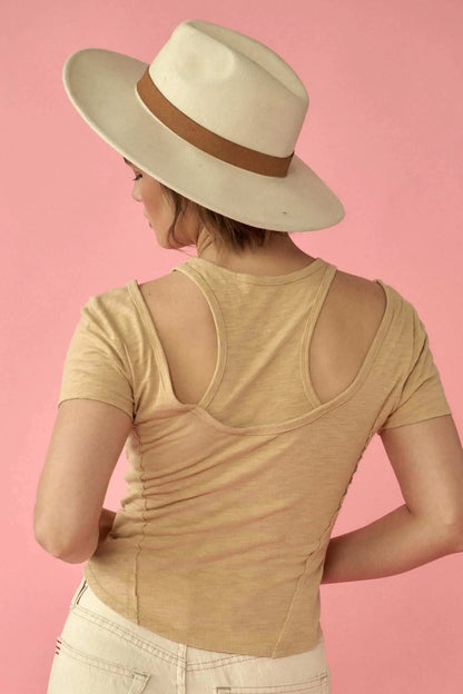 Easy Fit Exposed-Seam Cotton Slub Layered Tee