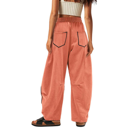 Luxe Contrast Stitching Wide Leg Pants