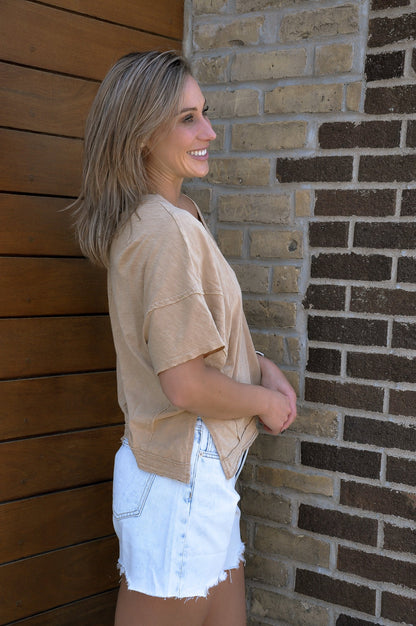 Oversized V-neck SS Top