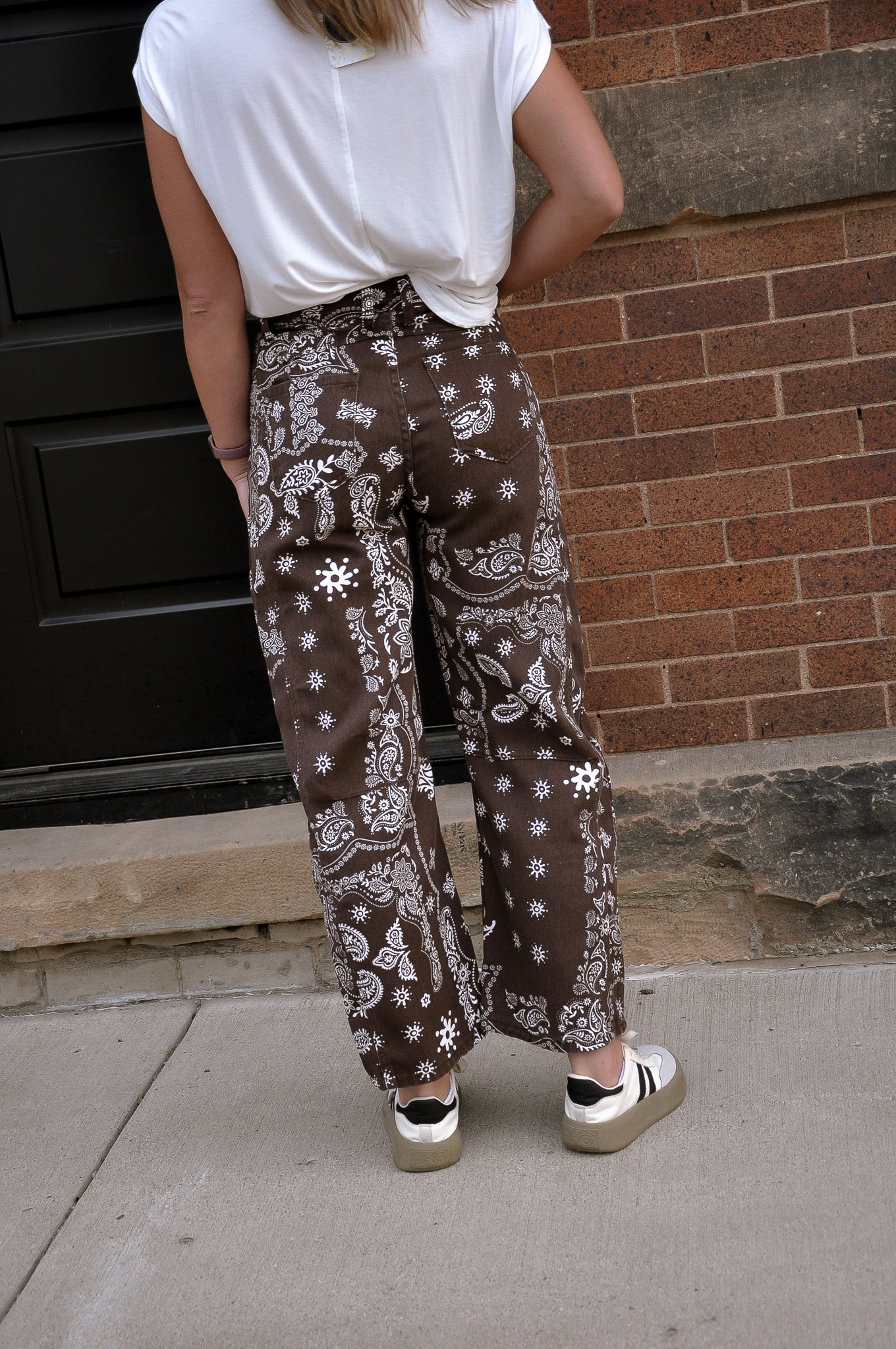Paisley Print Barrel Jeans