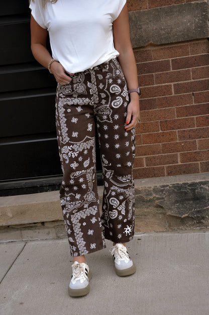 Paisley Print Barrel Jeans