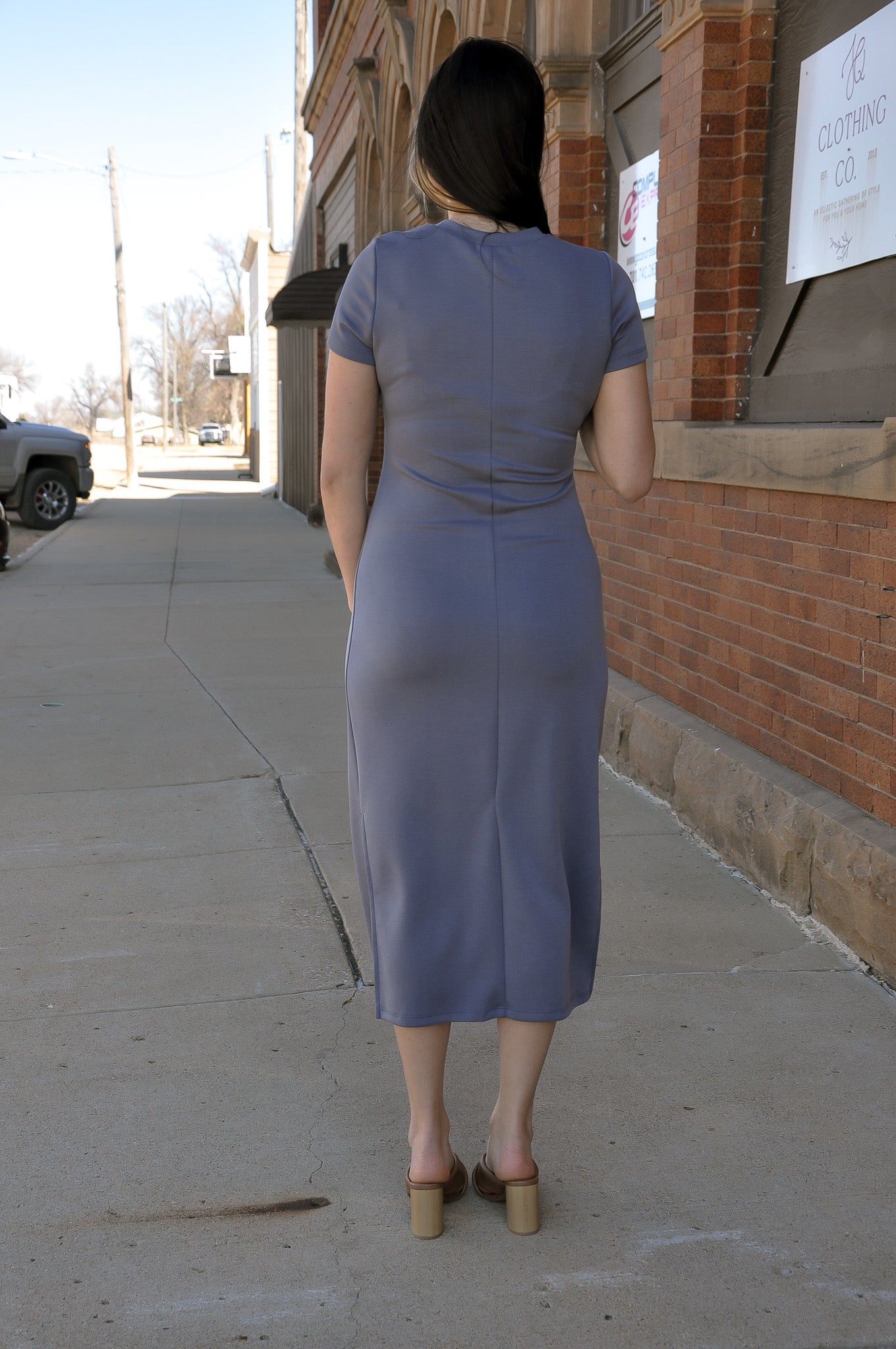 Pleated Detail SS Midi Dress