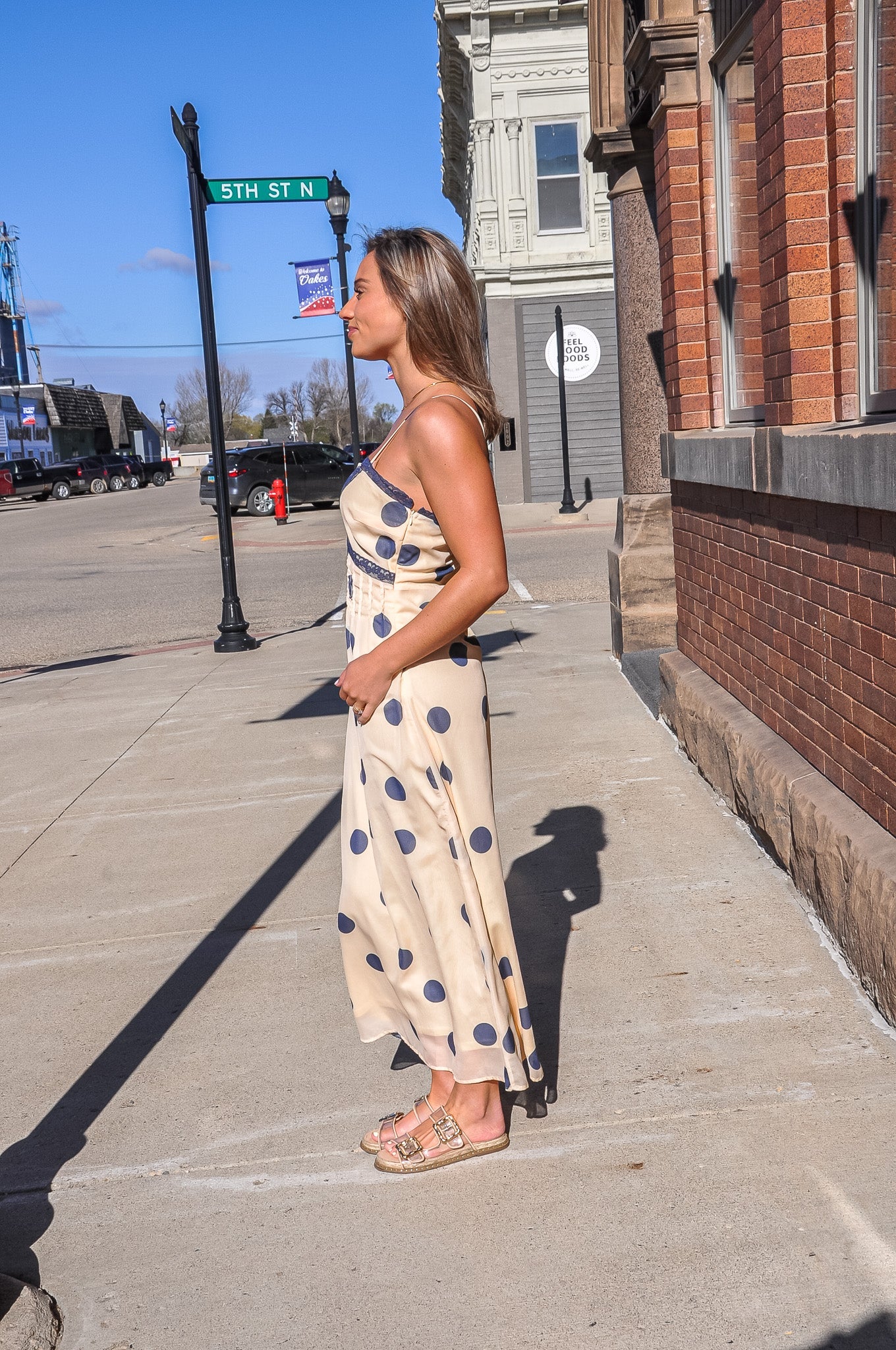 Polka Dot Strap Midi Dress