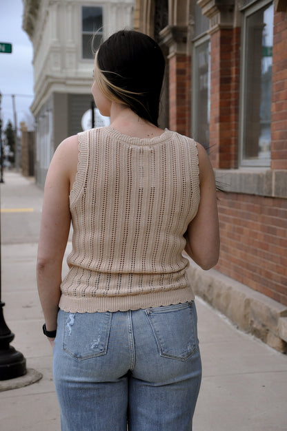 Scallop Hem Crochet Like Sweater