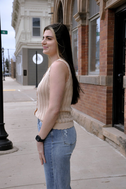 Scallop Hem Crochet Like Sweater