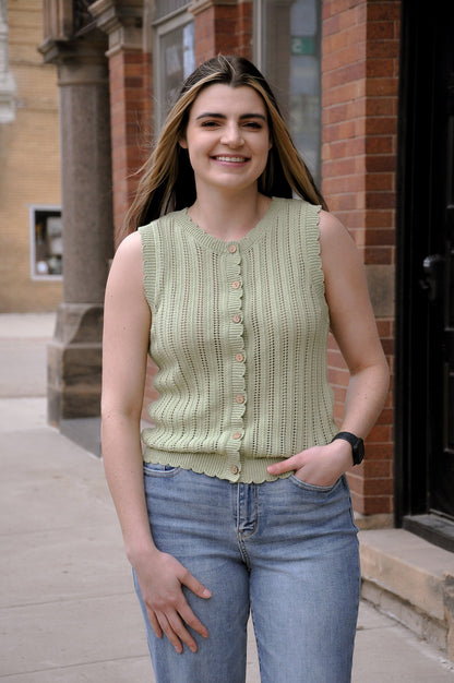 Scallop Hem Crochet Like Sweater