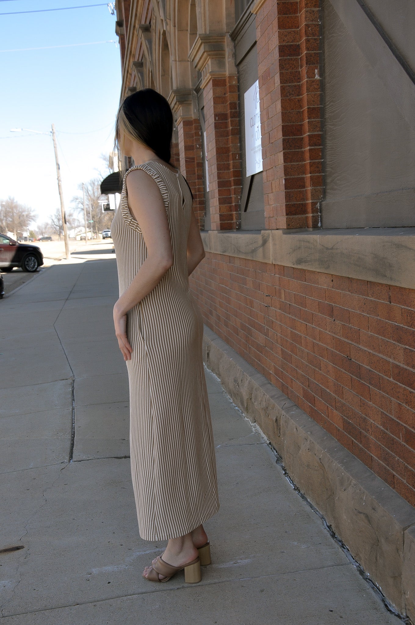 Sleek Striped Sleeveless Maxi Dress